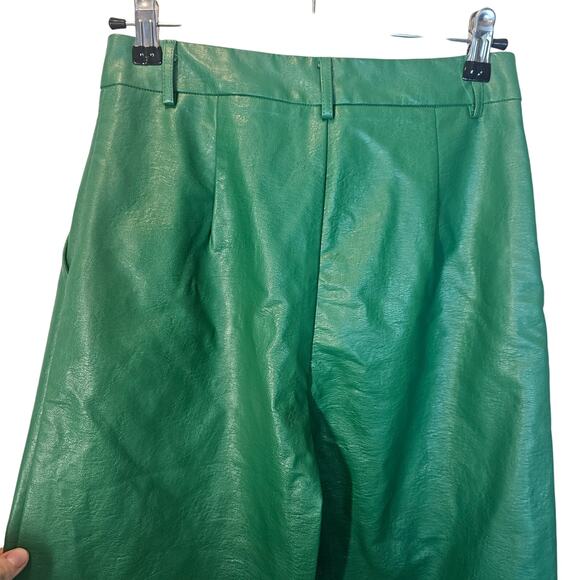 Princess Polly Suki Vegan Green Straight Wide Leg High Waisted Pants Size 4 - Picture 5 of 11